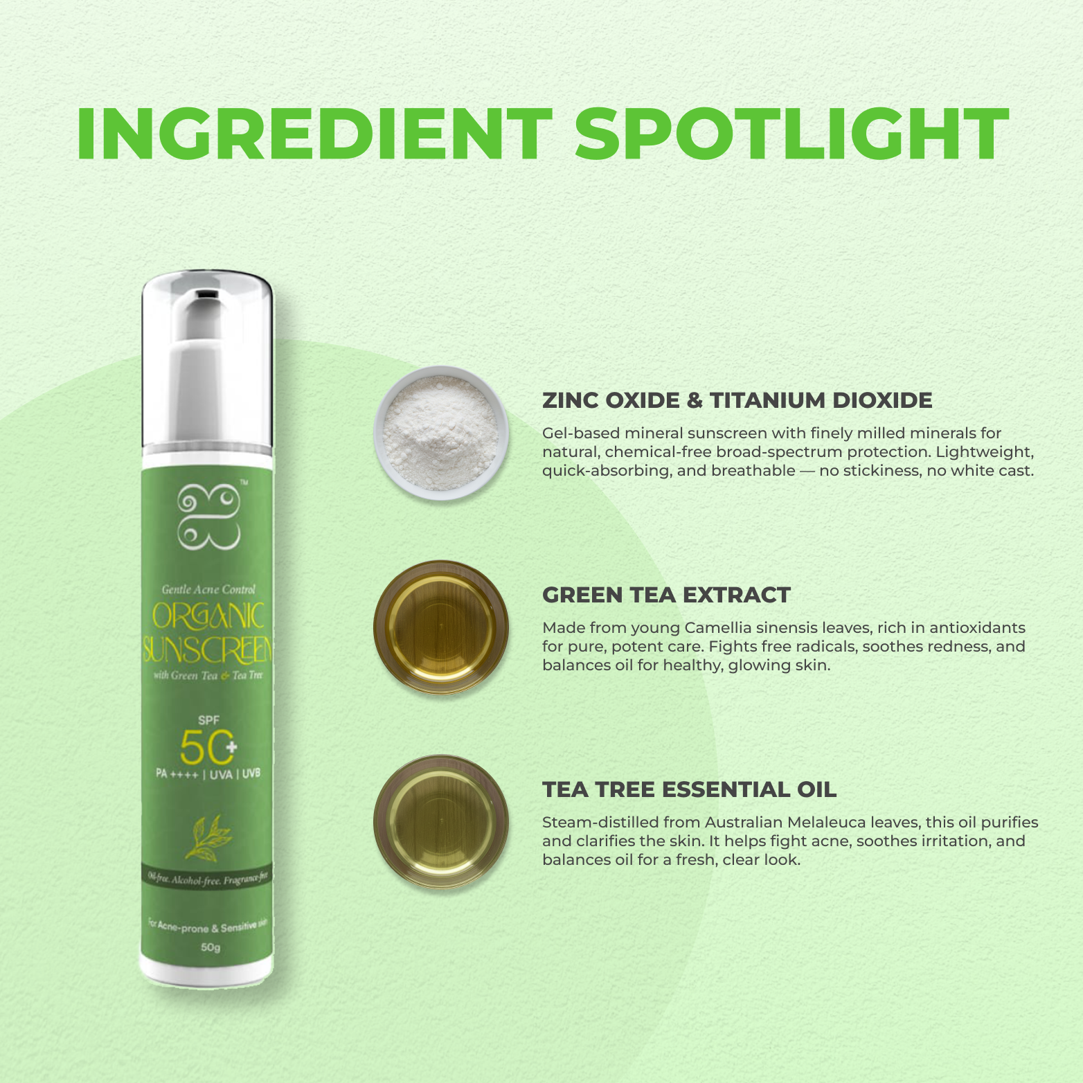 Gentle Acne Control Organic Sunscreen for Sensitive / Acne-prone Skin